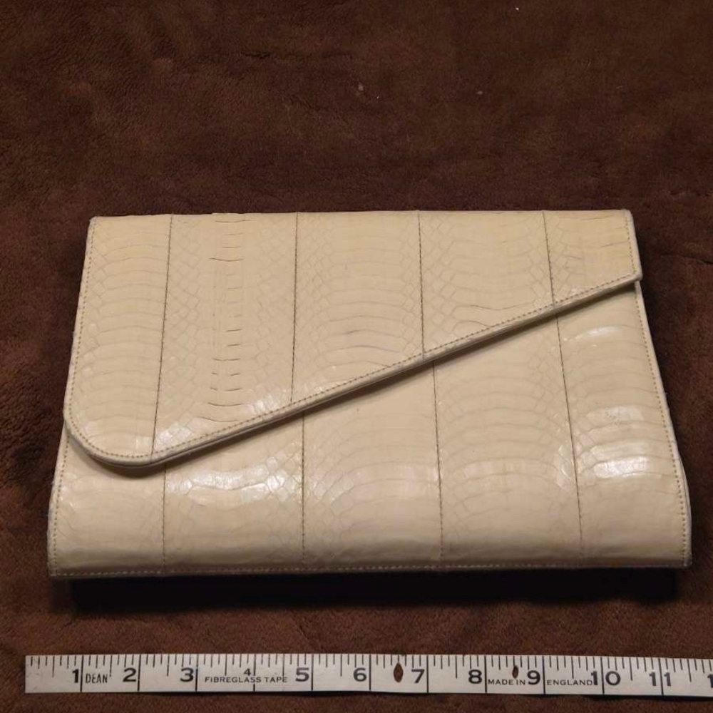 Vintage Snakeskin Cream Clutch Bag